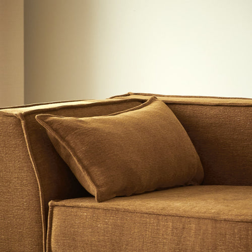 Tikamoon Chaise longue van eikenhout en okergele stof - Mosterd