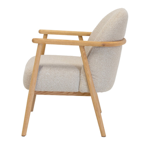 DÉJA Living Fauteuil Skövde - Beige Stof/Eiken - 65x72x81cm - vtwonen shop