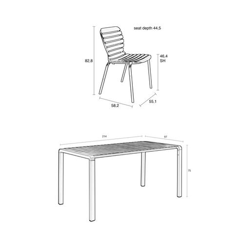 Zuiver Vondel Tuinset 6 personen - tuintafel + 6 stoelen Rood