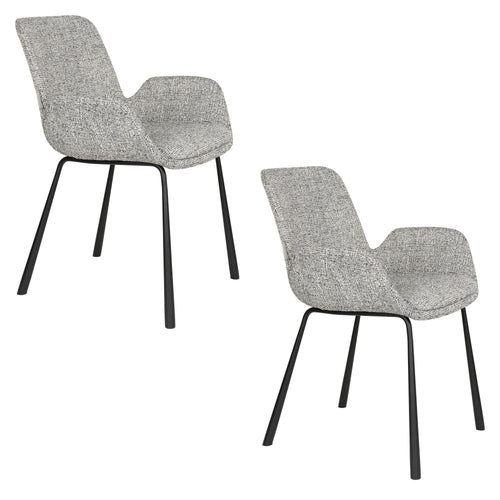 Zuiver Brit Eetkamerstoelen Armleuning Grijs - Set van 2