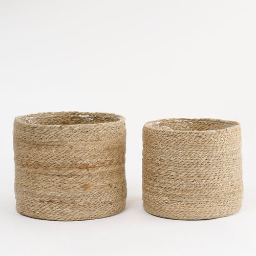 Mica Decorations Atlantic Plantenmand - Set van 2 - H26 x Ø30 cm - Crème