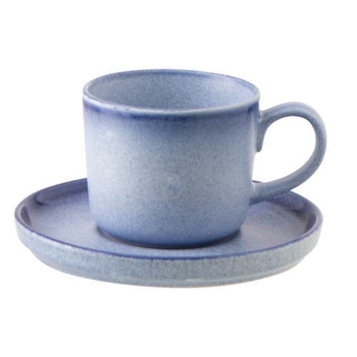 J-Line kopje + schoteltje Luna - keramiek - blauw
