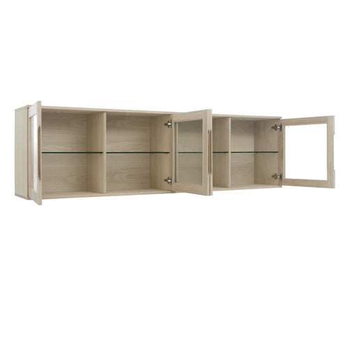 Furnhouse 4-deurs wandkast Kerteminde - Witte olie - MDF, Eikenfineer, Glas - 37x213x60