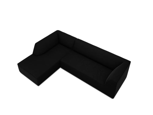Micadoni linker hoekbank Ruby 4-zits, flueel, zwart - 180x273x69cm