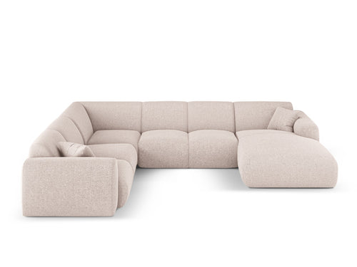 Cosmopolitan Design Panoramische hoekbank links Nolio 6-zits, chenille beige - 252x342x72cm