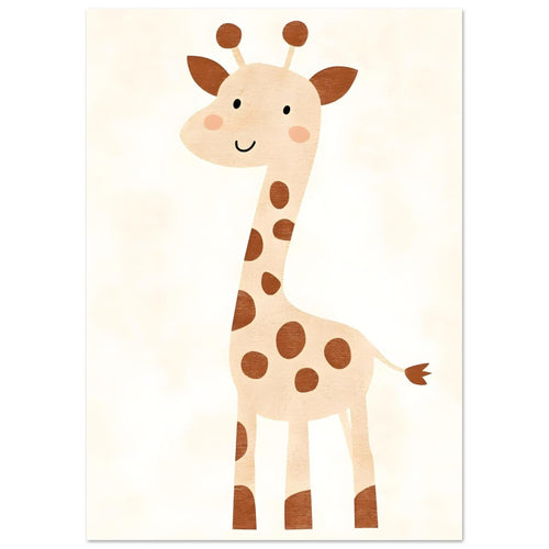 Artfulprints Poster Mama giraffe   - A4 21x29.7 cm - Geel