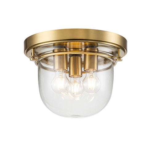 Elstead Quoizel Whistling Bowl Semi Flush Plafondlamp Geborsteld Messing, IP44