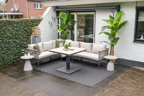 Cyprus tafel - in hoogte verstelbaar -100x100 cm - zwart-light teak - vtwonen shop