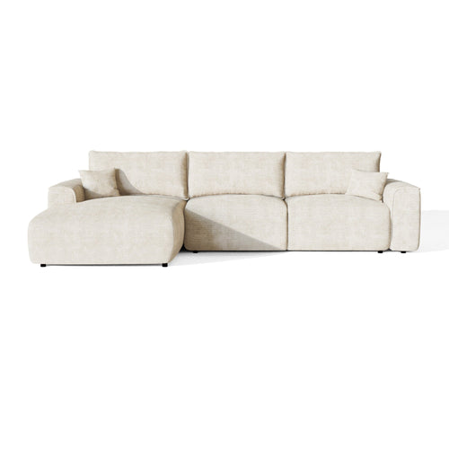 Premium Interiors - Linkerhoekbank met snelle uitklapfunctie COMO - corduroy crème 300cm