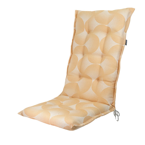 Madison tuinstoelkussen hoge rug Napels - geel - 123x50x5cm - set van 4