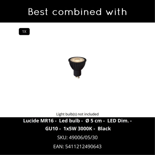 Lucide leeslamp SYBIL - 1xGU10 - Zwart - vtwonen shop