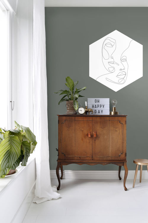 ESTAhome muursticker line art gezichten zwart wit - 70 x 81 cm - 159001 - vtwonen shop