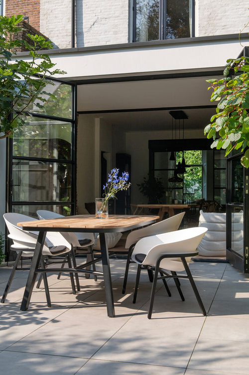 Hartman Tuintafel Tubb - Naturel/Zwart Teakhout - 185x100x75cm - vtwonen shop