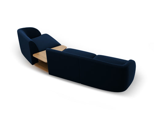 Micadoni Rechte modulaire bank Miley 3-zits, flueel, koningsblauw - 126x303x70cm
