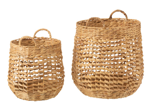 J-Line mand - waterhyacinth - naturel - set van 2 - vtwonen shop