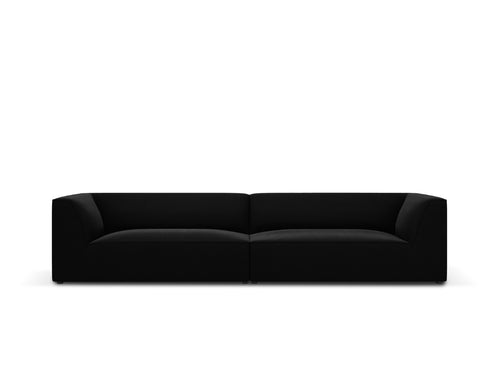 Micadoni - Bank "Ruby" 4 zitplaatsen, flueel, zwart - 93x302x69cm