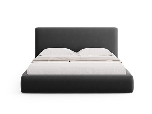 Cosmopolitan Design Opbergbed met hoofdeinde Colonel 140x200cm, flueel, donkergrijs - 220x160x100cm