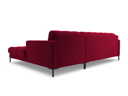 Cosmopolitan Design rechter hoekbank Bali 5-zits, flueel, rood - 185x293x75cm