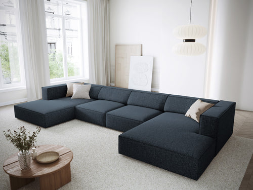 Cosmopolitan Design Panoramische bank Arendal 6-zits, chenille, koningsblauw - 166x364x70cm