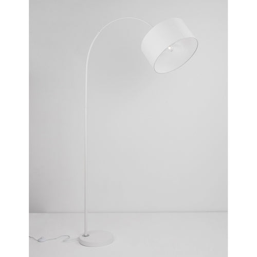 Merano Frisco Staande lamp Arc Wit Stoffen Kap Wit Aluminium Voet LED E27