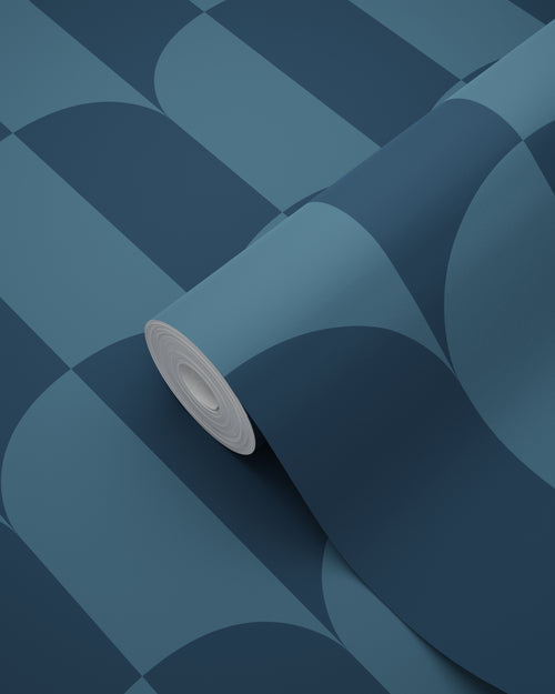 ESTAhome behang art deco bogen vergrijsd donker blauw - 53 cm x 10.05 m - 139990 - vtwonen shop