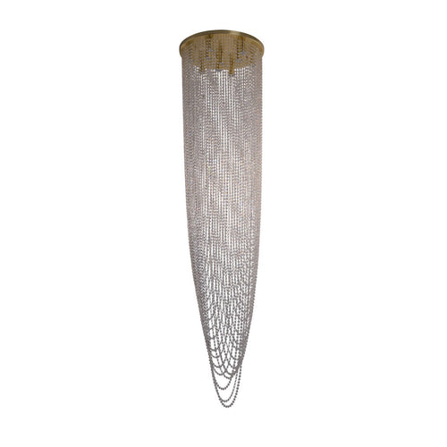 Searchlight Swoop 10-lichts plafondlamp, satijnen messing en helder kristal