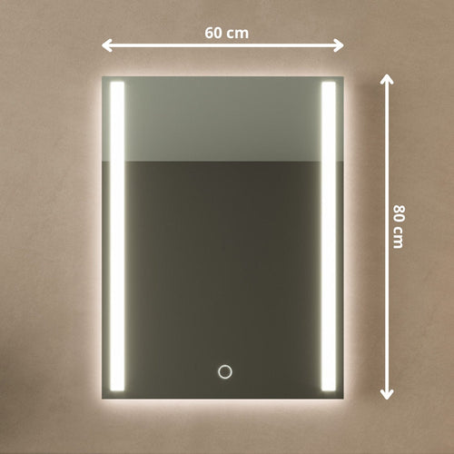 LOMAZOO badkamerspiegel Phoenix - met LED verlichting & anti condens - rechthoekig - 80 x 60 cm