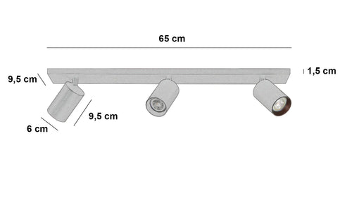 Highlight spot Mila - 3 lichts - 65  x 15   cm - beige - vtwonen shop