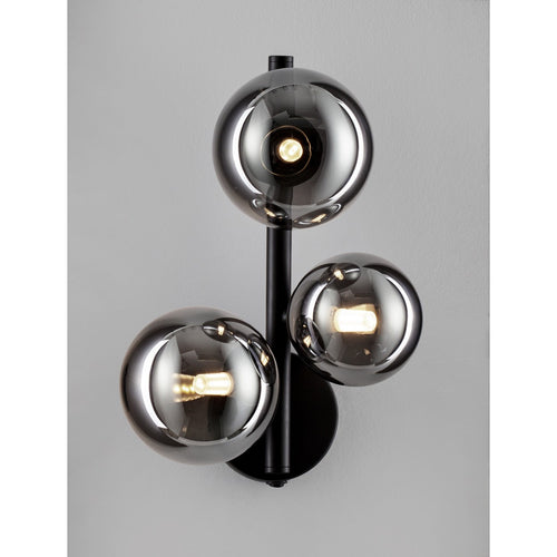 Nova Luce ODILLIA Bolvormige wandlampen, rookkleurig, matzwart, LED G9 3x5W