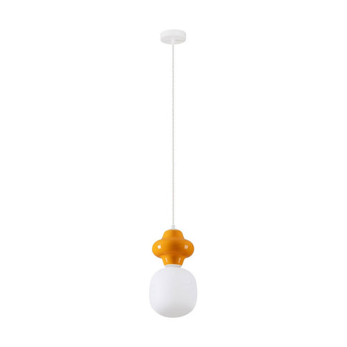 Nova Luce CLIO Korte, slanke hanglamp voor aan het plafond, oranje, mat wit, E14 fitting, 1x5W
