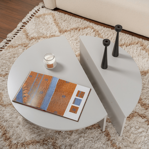 Calicosy - ORION Set van 2 salontafels - Licht hout - 90x90x35 cm