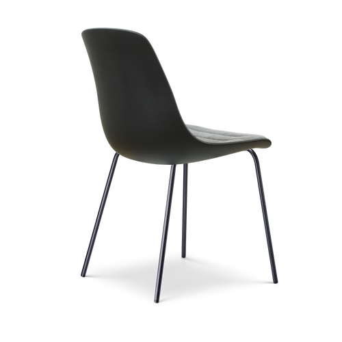 Nolon Nora-Liv eetkamerstoel zwart met zeegrijs zitkussen - zwart onderstel - vtwonen shop