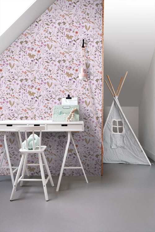 ESTAhome behang veldbloemen lila paars - 53 cm x 10.05 m - 139756