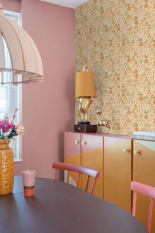 ESTAhome behang vintage bloemen in art nouveau stijl oranje en okergeel - 50 x 900 cm - 131509 - vtwonen shop