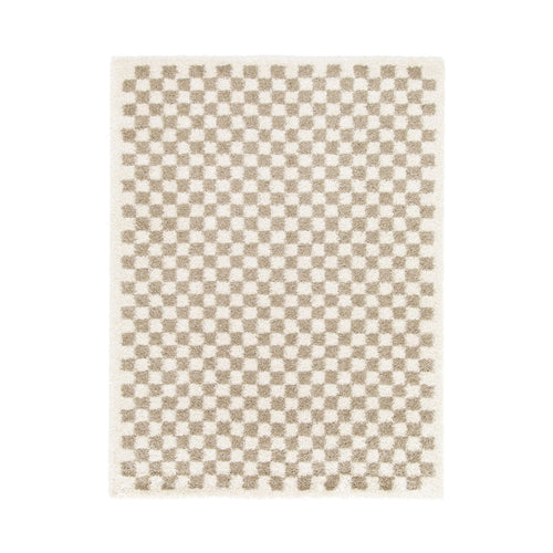 AFK Living vloerkleed Checkers - shaggy - beige - 160 x 213 cm - vtwonen shop