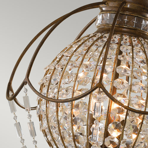 Elstead Bellini - 3-lichts plafond kroonluchter hanglamp Brits brons, geoxideerd brons, E14