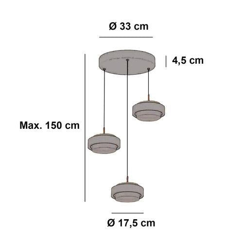 Freelight hanglamp Puleggia - 3 lichts - 33  x 150   cm - zwart - vtwonen shop