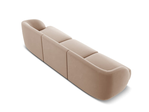 Micadoni Bank Miley 3-zits, flueel, cappuccino - 90x255x70cm