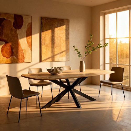 Giga Meubel Eettafel Jaimy - Deens Ovaal Naturel Hout - 160x90x76cm
