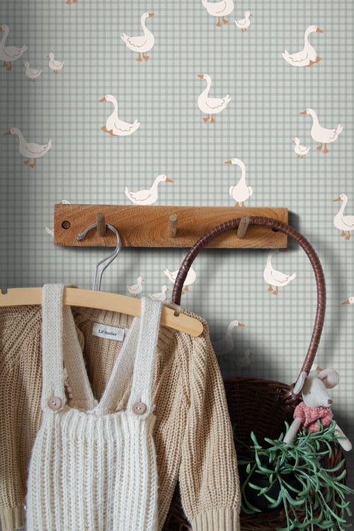 ESTAhome behang schattige ganzen blauw - 50 x 900 cm - 132187