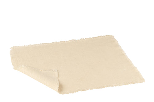 J-Line placemat Rechthoek + Gerafelde Randen - linnen/katoen - wit - vtwonen shop