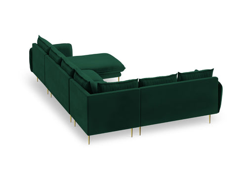 Cosmopolitan Design Panoramische hoekbank links Vienna 7-zits, flueel, flessengroen - 235x330x95cm