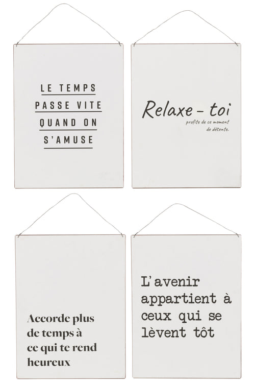 J-Line plakkaat Frans/Engels - textiel/metaal - wit/zwart - 4 stuks - vtwonen shop