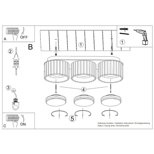 Sollux Lighting Plafondlamp MODO 3 zwart Gx53 - 32,4x10,4x8,2cm