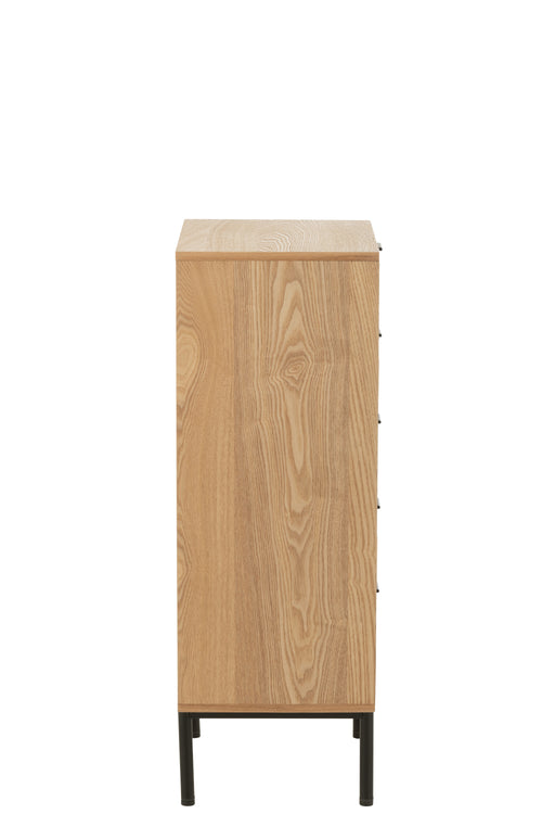 J-Line kast 5 Lades - hout/metaal - naturel/zwart