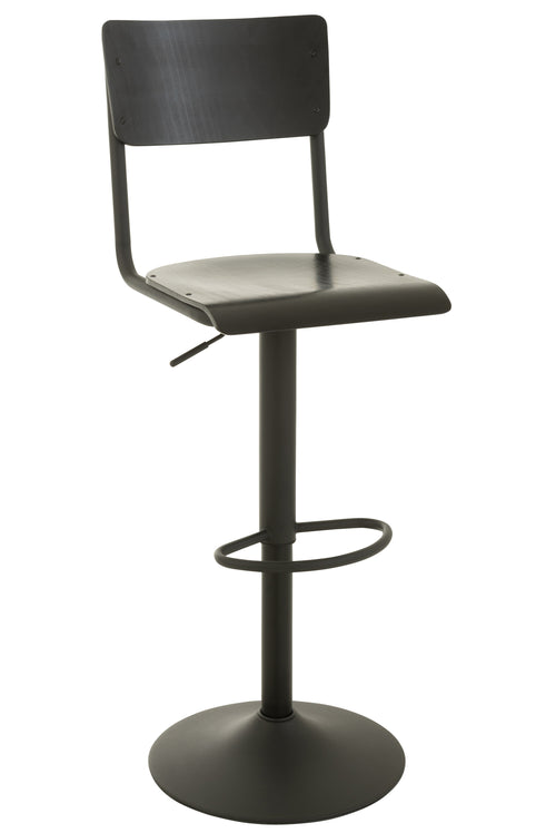J-Line barstoel - hout/metaal - zwart - 2 stuks