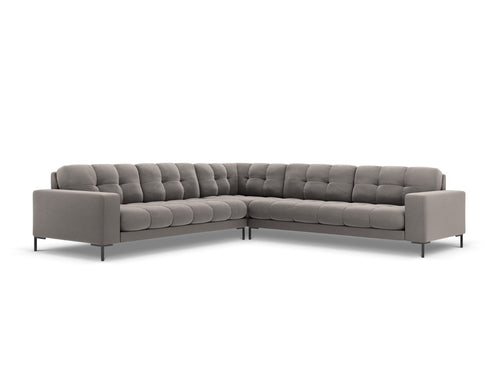 Cosmopolitan Design Symmetrische hoekbank Bali 6-zits, flueel, lichtgrijs - 256x256x75cm