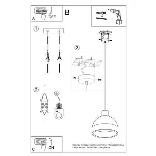 Sollux Lighting Hanglamp DAMASO - 28x28x128cm