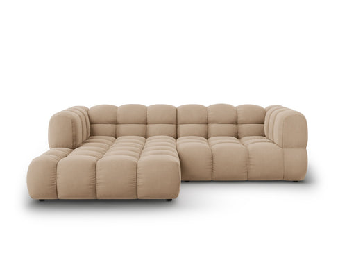 Cosmopolitan Design Modulaire hoekbank links Sky 3-zits, flueel, zand - 162x244x70cm