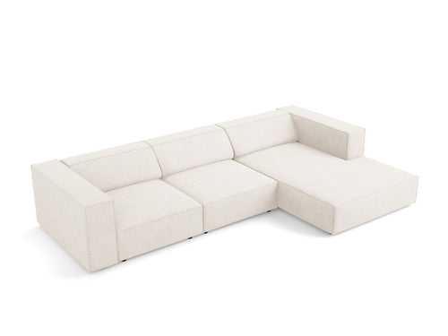 Cosmopolitan Design rechter hoekbank Arendal 4-zits, chenille met ribbeleffect, ivoor - 166x284x70cm